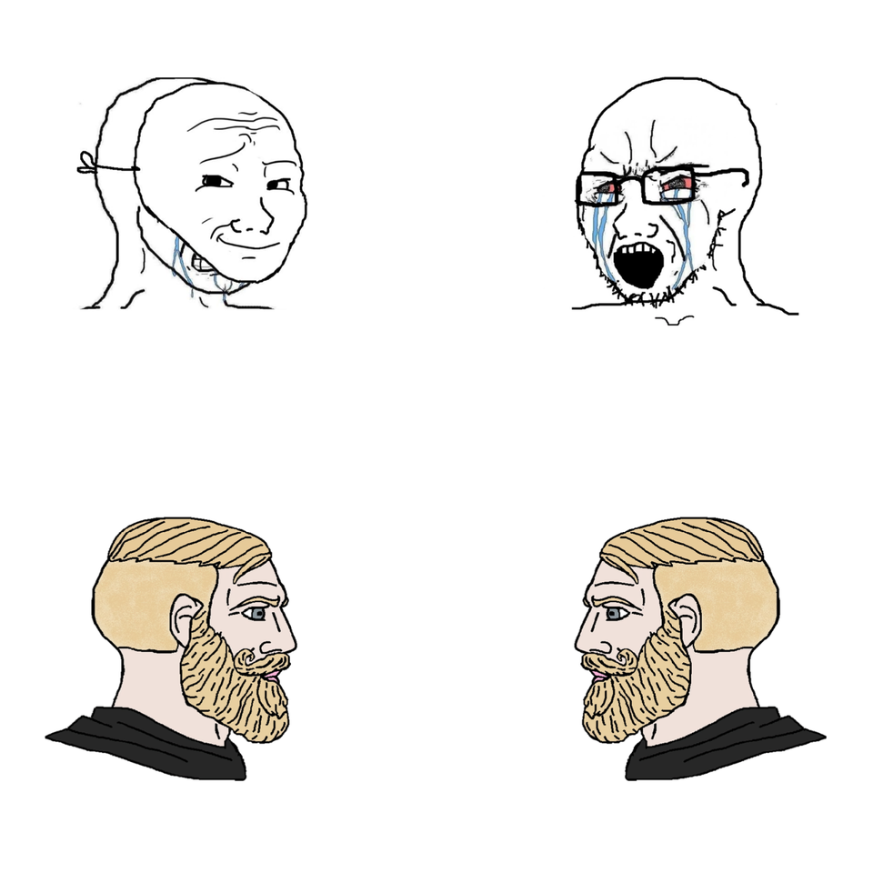 gigachad vs virgin face Blank Template - Imgflip